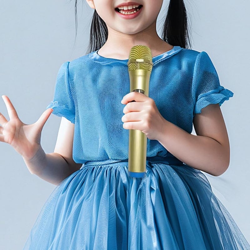 Kids Journalist Costume Prop Set With Gold Blue Microphone For Pretend Play - Image 4